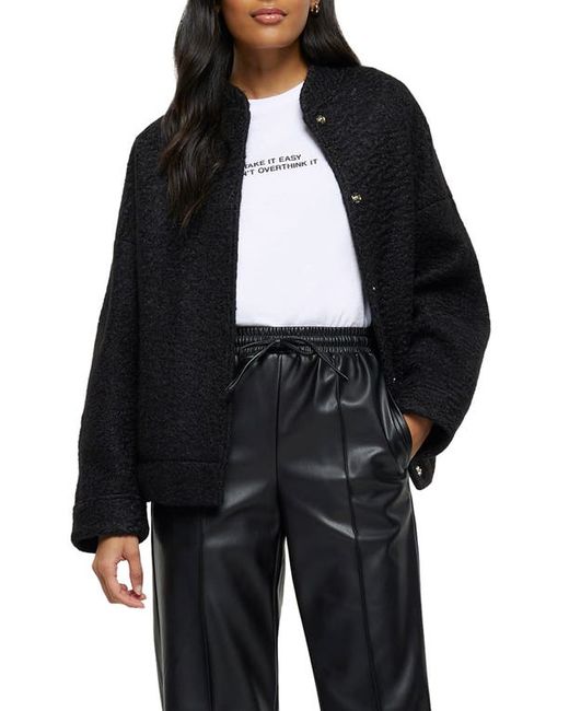 River Island Oversize Textured Bomber Jacket X-Small