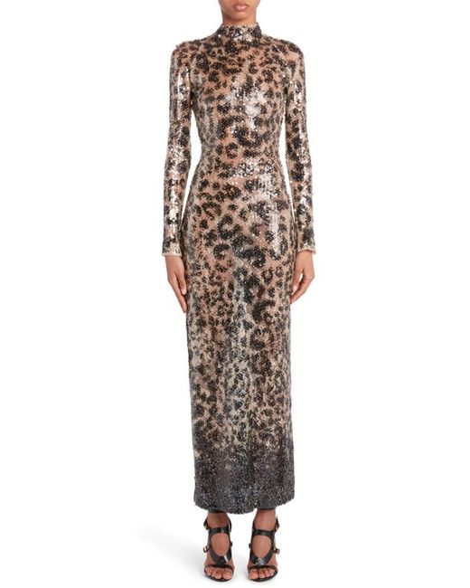 Tom Ford Sequin Leopard Print Long Sleeve Gown 4 Us