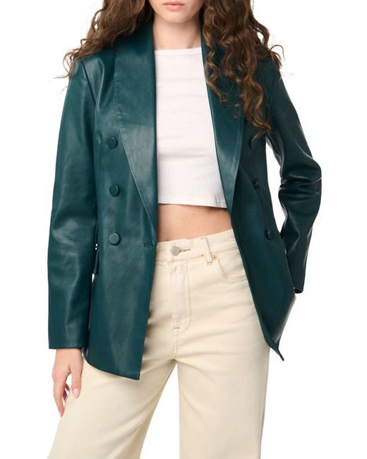 Blank NYC Double Breasted Faux Leather Blazer X-Small
