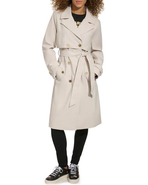 Karl Lagerfeld Double Breasted Water Repellent Trench Coat X-Small