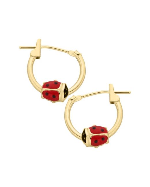 Mignonette 14K Ladybug Hoop Earrings