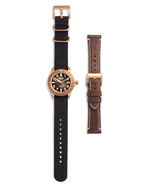 Shinola Bronze Monster GMT Automatic Leather Webbing Strap Watch 40mm