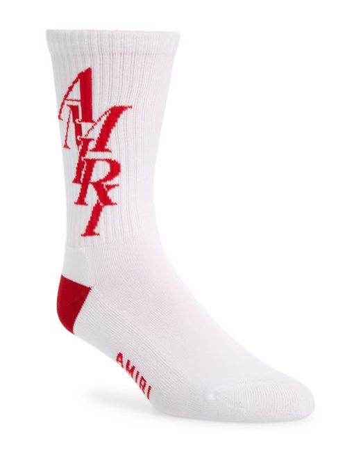 Amiri Stack Logo Cotton Blend Crew Socks White