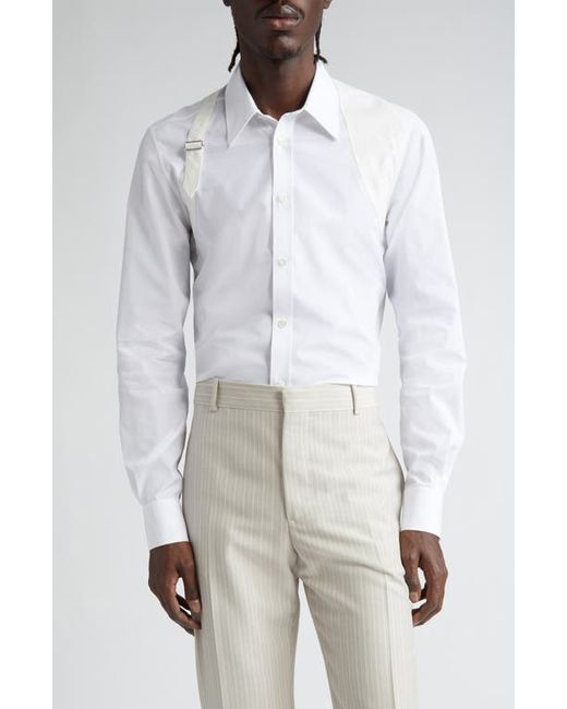 Alexander McQueen Tonal Harness Cotton Poplin Button-Up Shirt