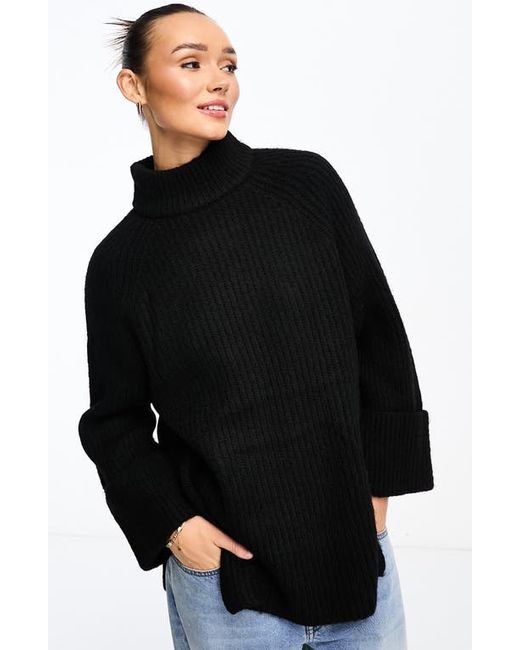 Asos Design Mock Neck Rib Sweater