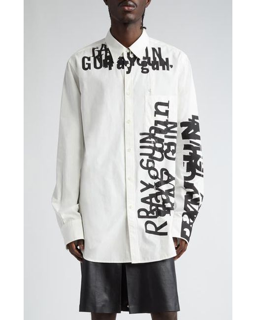TAKAHIROMIYASHITA TheSoloist. . Ray Gun Graphic High-Low Cotton Silk Button-Up Shirt