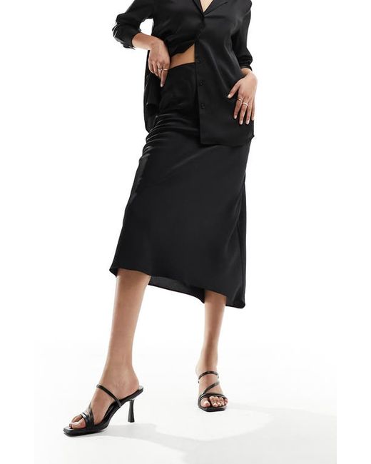 Asos Design Bias Cut Satin Midi Skirt 0 Us