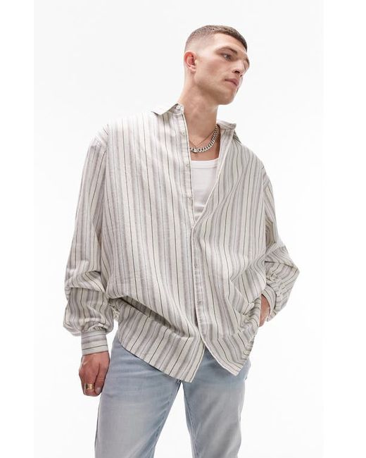 Topman Extreme Oversize Stripe Button-Up Shirt Small