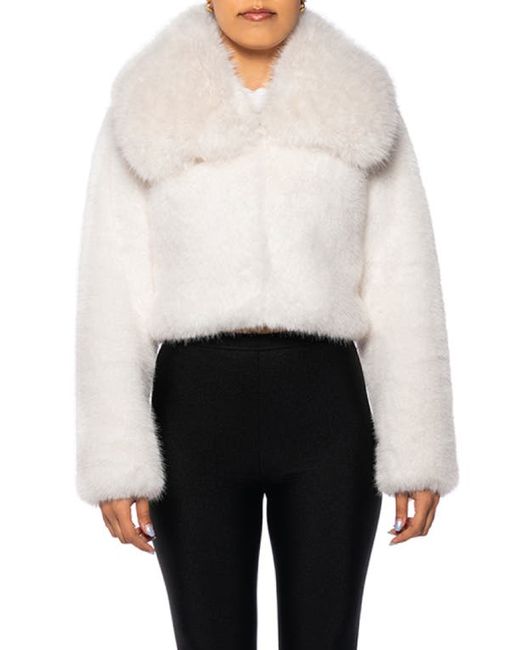 Azalea Wang Crop Faux Fur Jacket Small