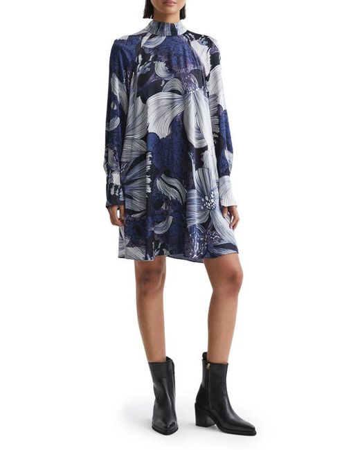 Reiss Thea Mixed Floral Print Long Sleeve Trapeze Dress 2 Us