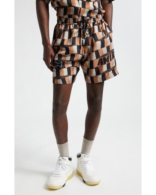 Amiri Snake Checkerboard Silk Shorts