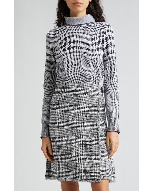 Burberry Warped Houndstooth Check Wool Blend Turtleneck Sweater X-Small