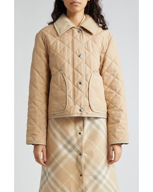 Burberry Lanford Corduroy Collar Quilted Jacket X-Small