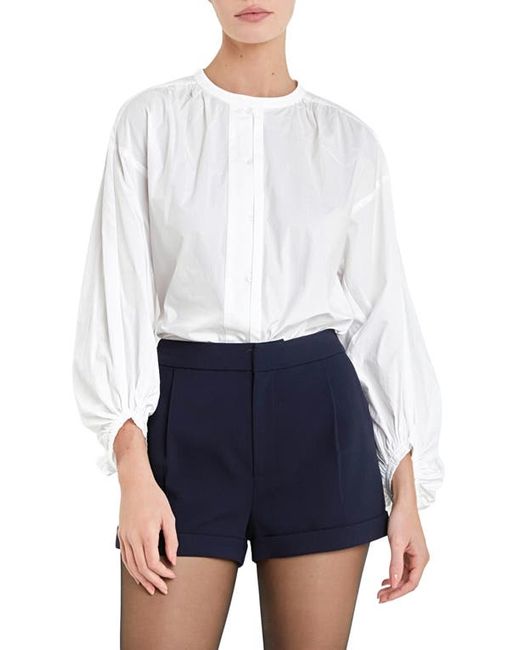 English Factory Cotton Poplin Button-Up Top X-Small