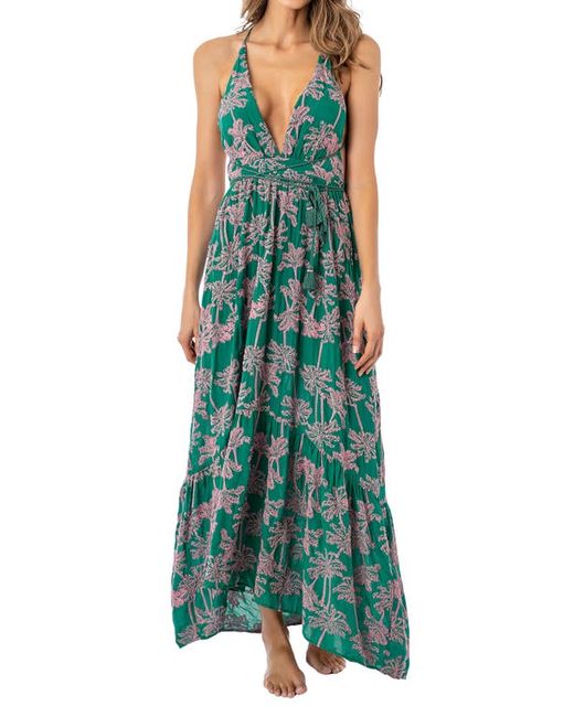 Maaji Embroidered Palms Moon Bay Cover-Up Maxi Dress Small