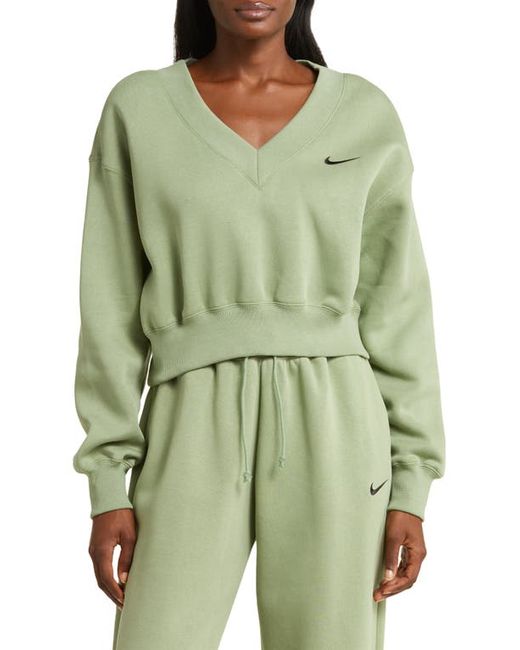 Nike Sportswear Phoenix Fleece V-Neck Crop Sweatshirt Oil Black