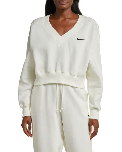 Nike Sportswear Phoenix Fleece V-Neck Crop Sweatshirt Sail