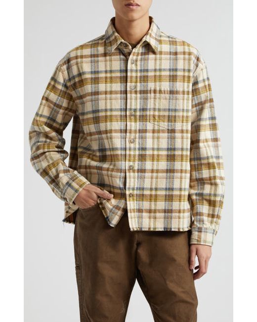 John Elliott Hemi Oversize Plaid Flannel Button-Up Shirt Small