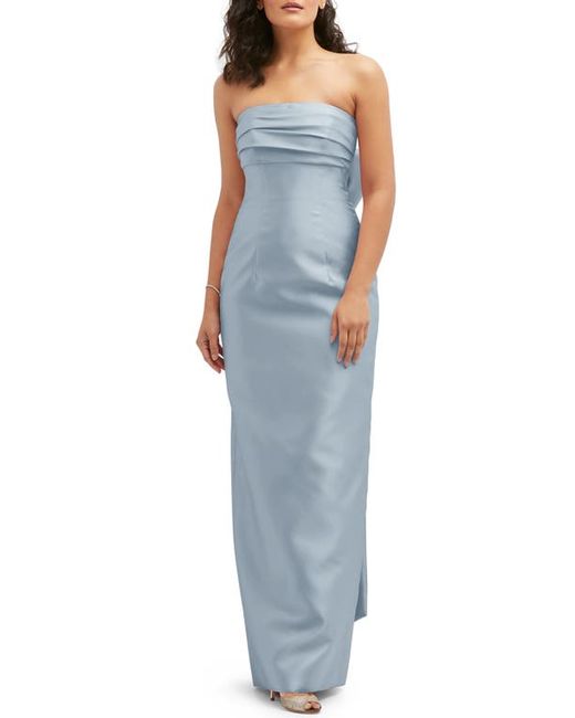 Alfred Sung Strapless Bow Back Satin Column Gown