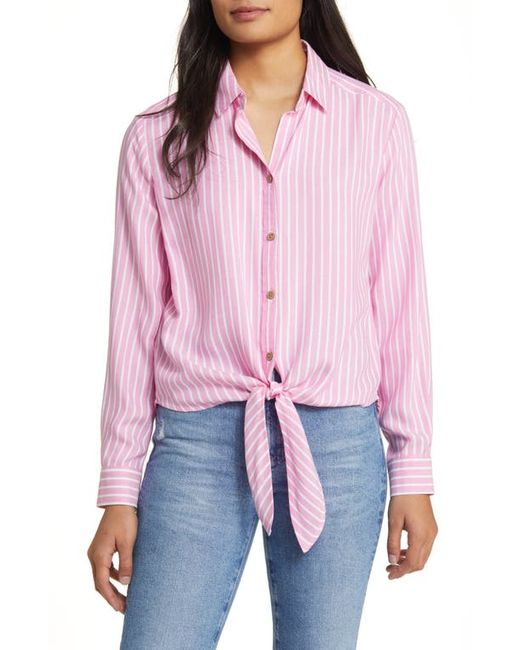 Beach Lunch Lounge Marlo Stripe Tie Front Button-Up Shirt