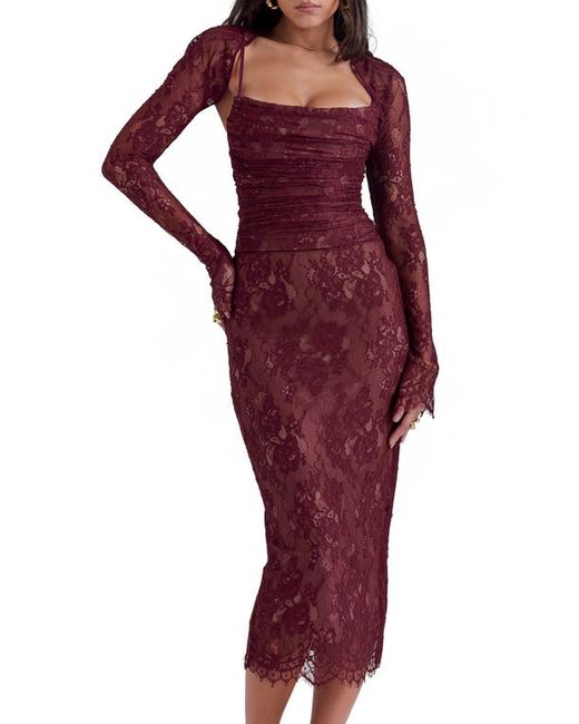 House Of Cb Long Sleeve Lace Body-Con Dress X-Small