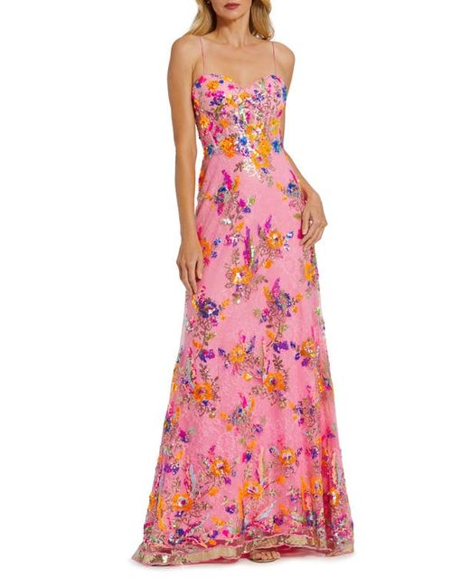 Mac Duggal Floral Sequin Lace Gown