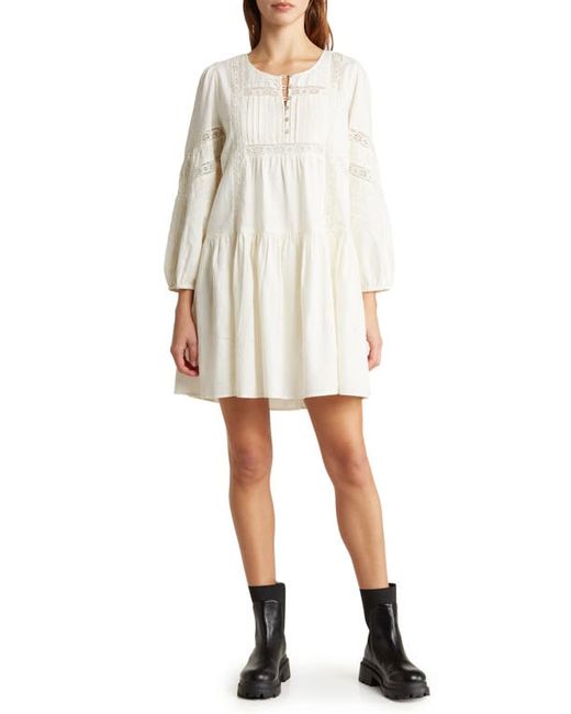 Lucky Brand Long Sleeve Lace Inset Minidress X-Small