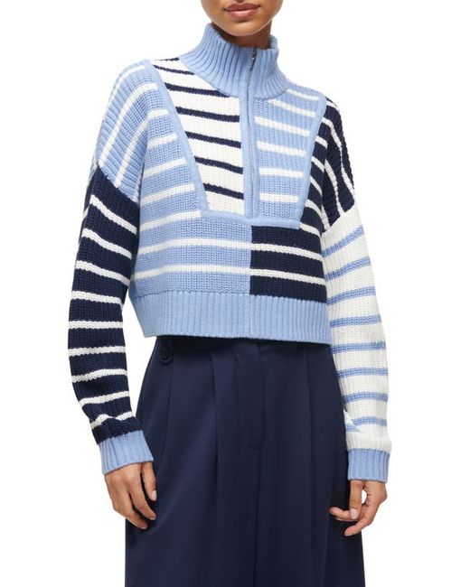 Staud Hampton Mix Stripe Crop Cotton Blend Sweater X-Small