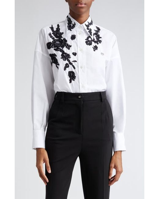 Dolce & Gabbana Floral Lace High-Low Button-Up Shirt