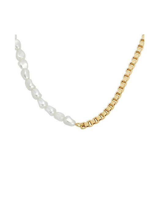 AllSaints Imitation Pearl Link Necklace Pearl/Gold