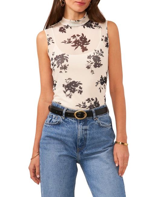 Vince Camuto Floral Print Mock Neck Sleeveless Top X-Small