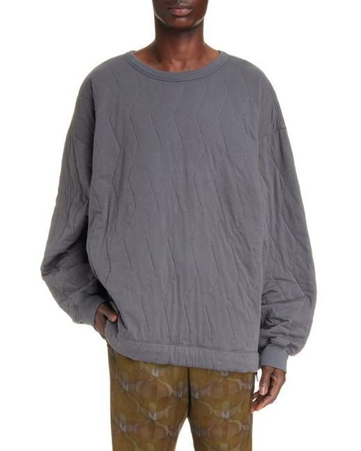 Dries Van Noten Hegans Quilted Cotton Jersey Crewneck Sweatshirt Small