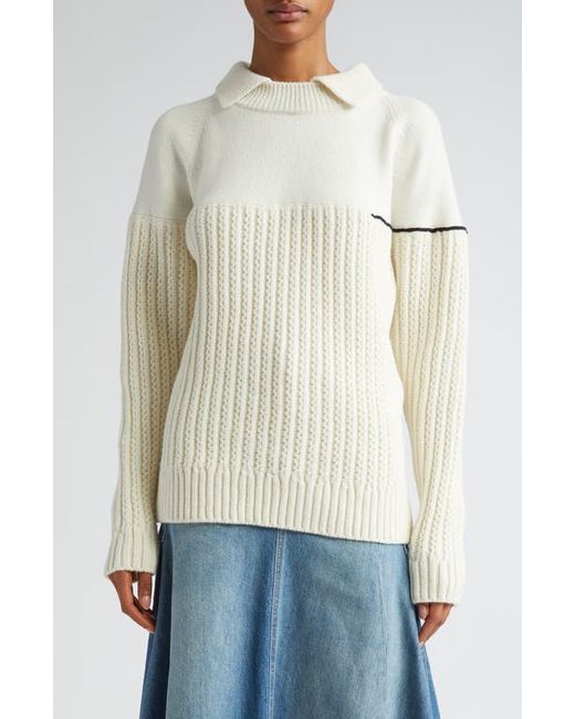 Victoria Beckham Collared Lambswool Mixed Stitch Sweater X-Small