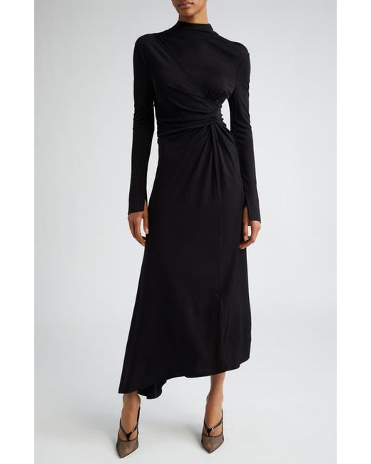 Victoria Beckham Asymmetric Long Sleeve Draped Dress 0 Us