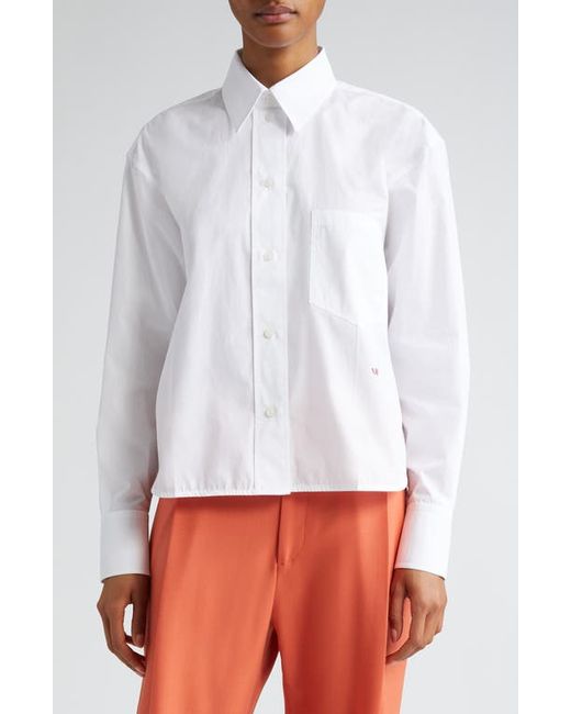 Victoria Beckham Crop Organic Cotton Poplin Button-Up Shirt 6 Us