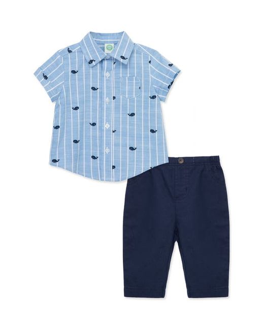 Little Me Whale Short Sleeve Button-Up Shirt Pants Set 12M