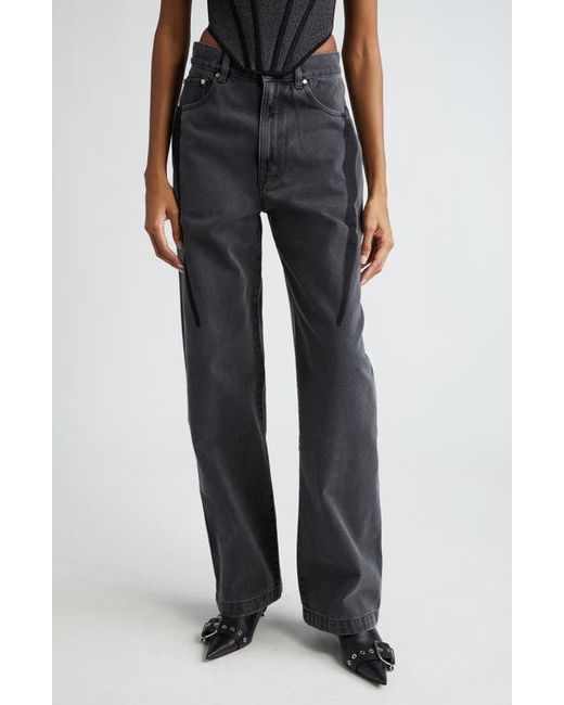 Dion Lee Slouchy Darted Low Rise Wide Leg Jeans