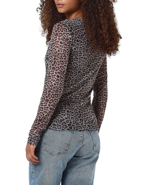 Noisy May Carrie Leopard Print Long Sleeve Top X-Small