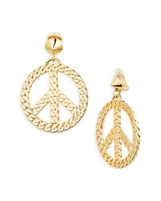 Moschino Chain Link Peace Clip-On Drop Earrings