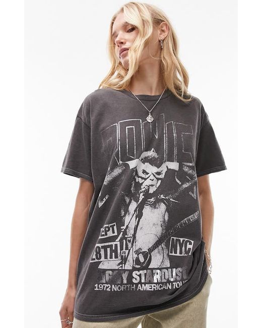 TopShop Bowie Oversize Cotton Graphic T-Shirt X-Small