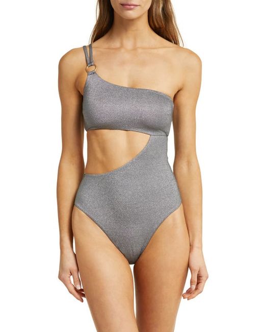 Vitamin A® Vitamin A Cosmo Cutout Metallic One-Shoulder One-Piece Swimsuit X-Small