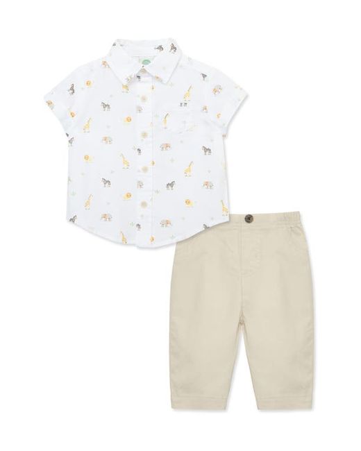Little Me Safari Print Cotton Shirt Pants Set 3M