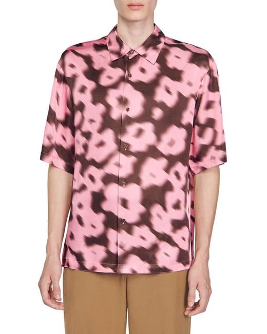 Sandro Floral Oversize Button-Up Shirt