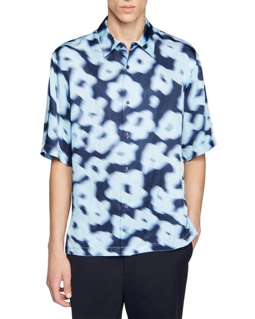 Sandro Floral Oversize Button-Up Shirt
