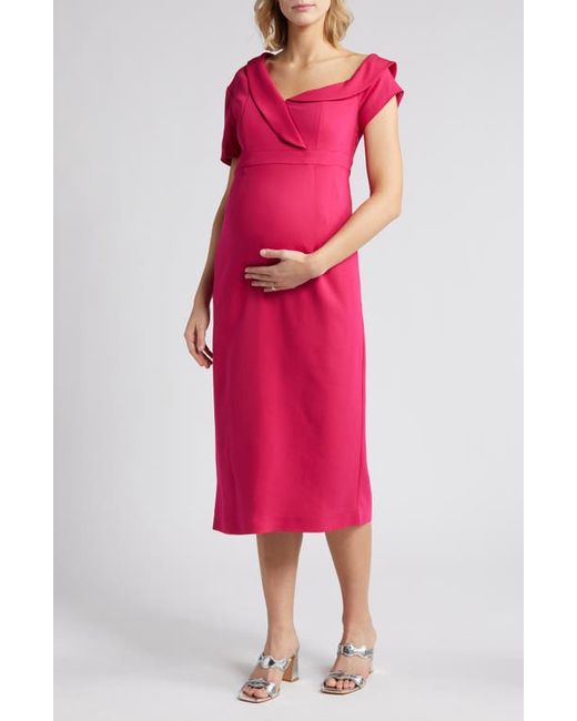 Emilia George Lauren One-Shoulder Maternity Midi Dress X-Small
