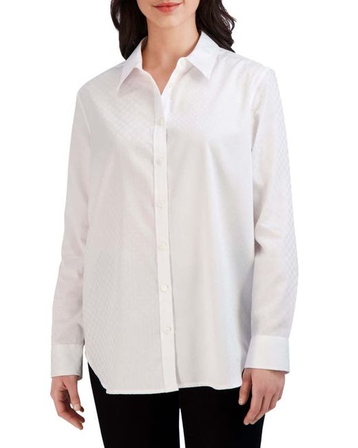 Foxcroft Jacquard Check Boyfriend Button-Up Shirt X-Small