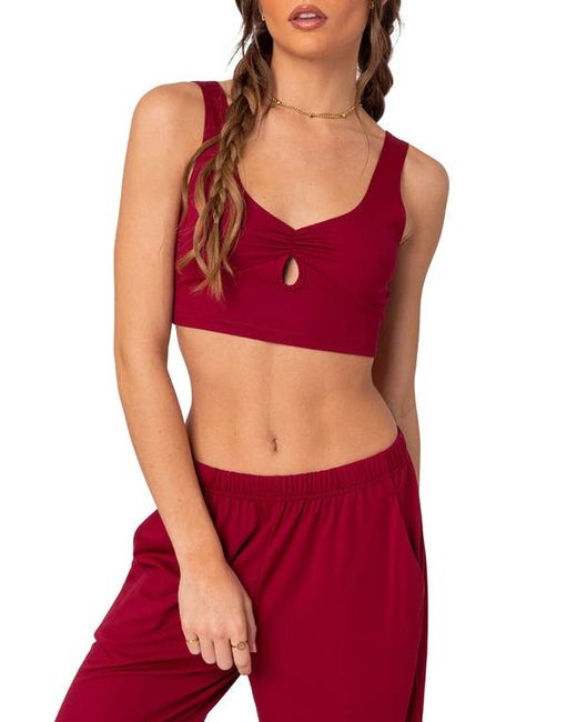 Edikted Jayla Ruched Cutout Crop Top