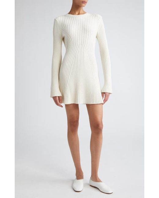Loulou Studio Long Sleeve Cotton Silk Blend Rib Sweater Dress X-Small