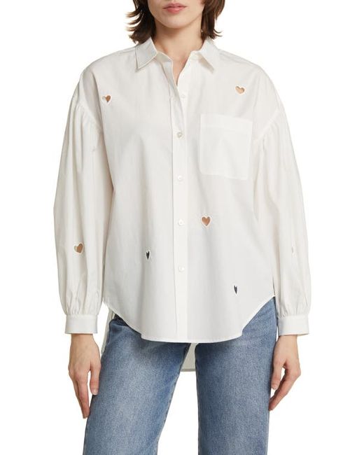 Rails Janae Eyelet Hearts Cotton Blend Button-Up Shirt Xx-Small
