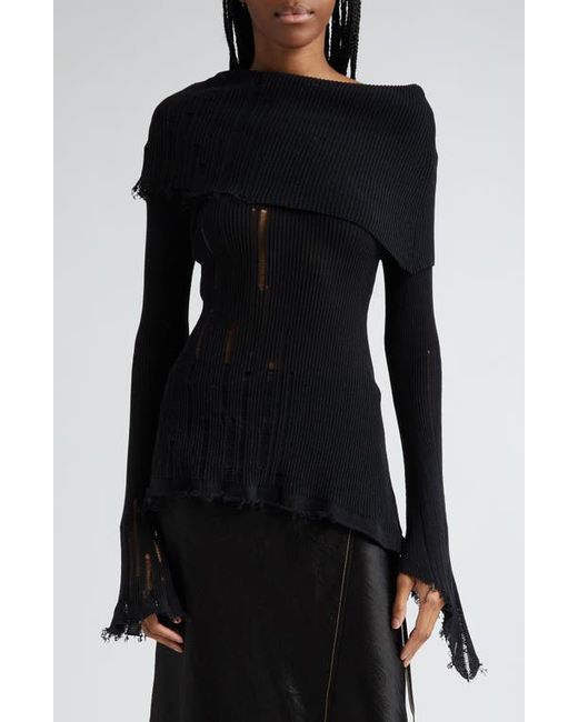 Acne Studios Klass Gummy Distressed Cotton Nylon Sweater Black X-Small